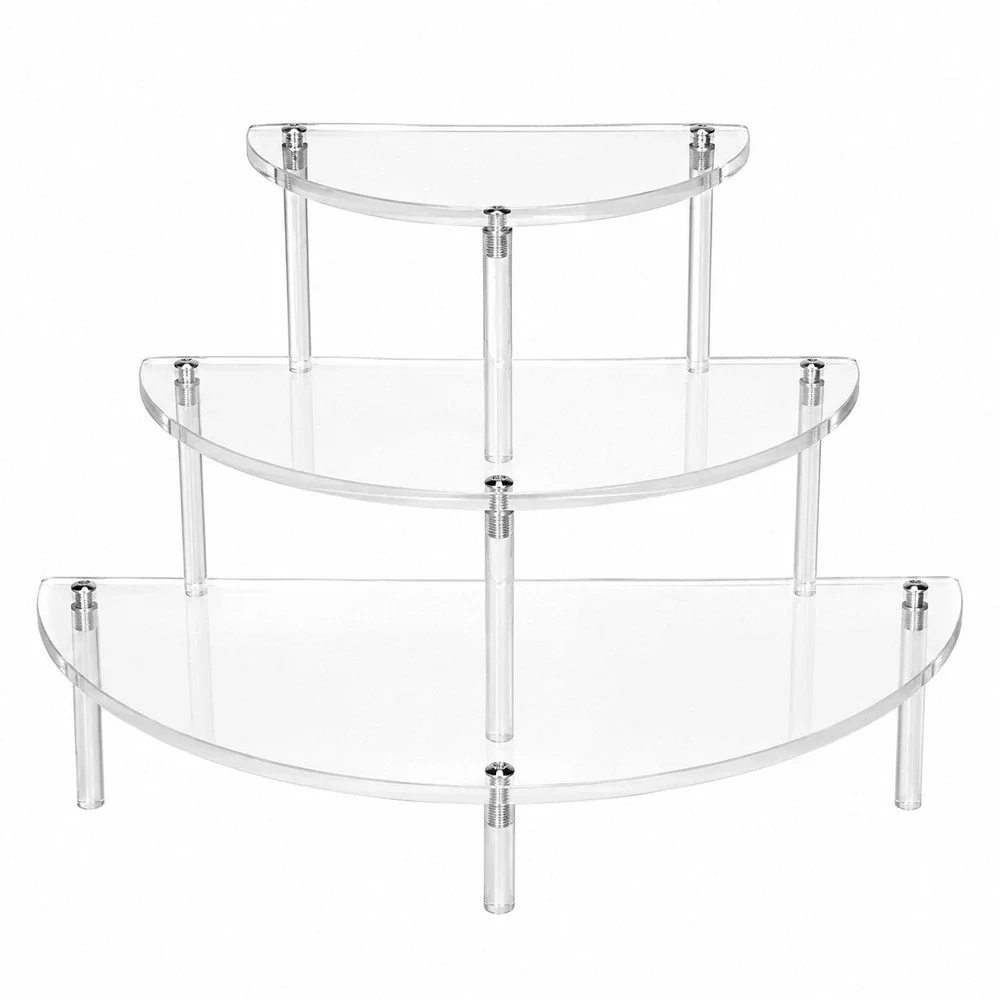 Acrylic Display Risers 2 Pack Clear Half Moon Tiered Stands Birthday Wedding P